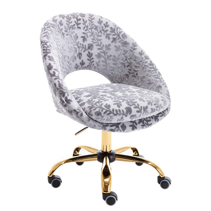 Everly Quinn Desk Chair Modern Upholstered Task Chair With Gold Legs Cute Home Office Chair 